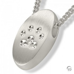 Memorial Dog Paw Oval Pendant